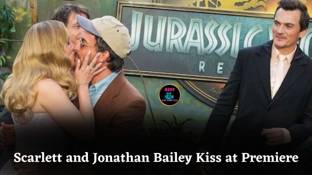 Scarlett Johansson and Jonathan Bailey Share Friendly Kiss at Jurassic World Rebirth Premiere