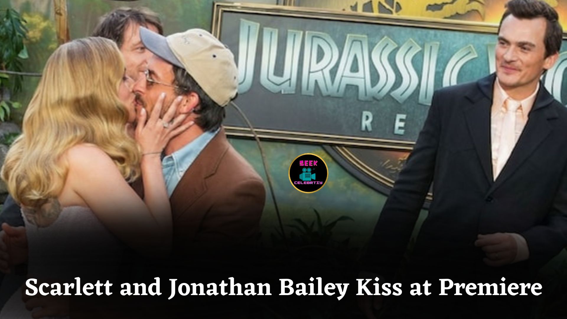 Scarlett Johansson and Jonathan Bailey Share Friendly Kiss at Jurassic World Rebirth Premiere
