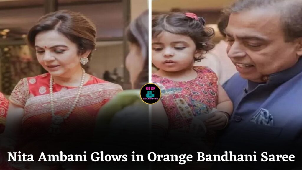 Nita Ambani Shines in Vibrant Orange Bandhani Saree with Modern Twist at Mumbai Wedding Event