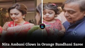 Nita Ambani Shines in Vibrant Orange Bandhani Saree with Modern Twist at Mumbai Wedding Event