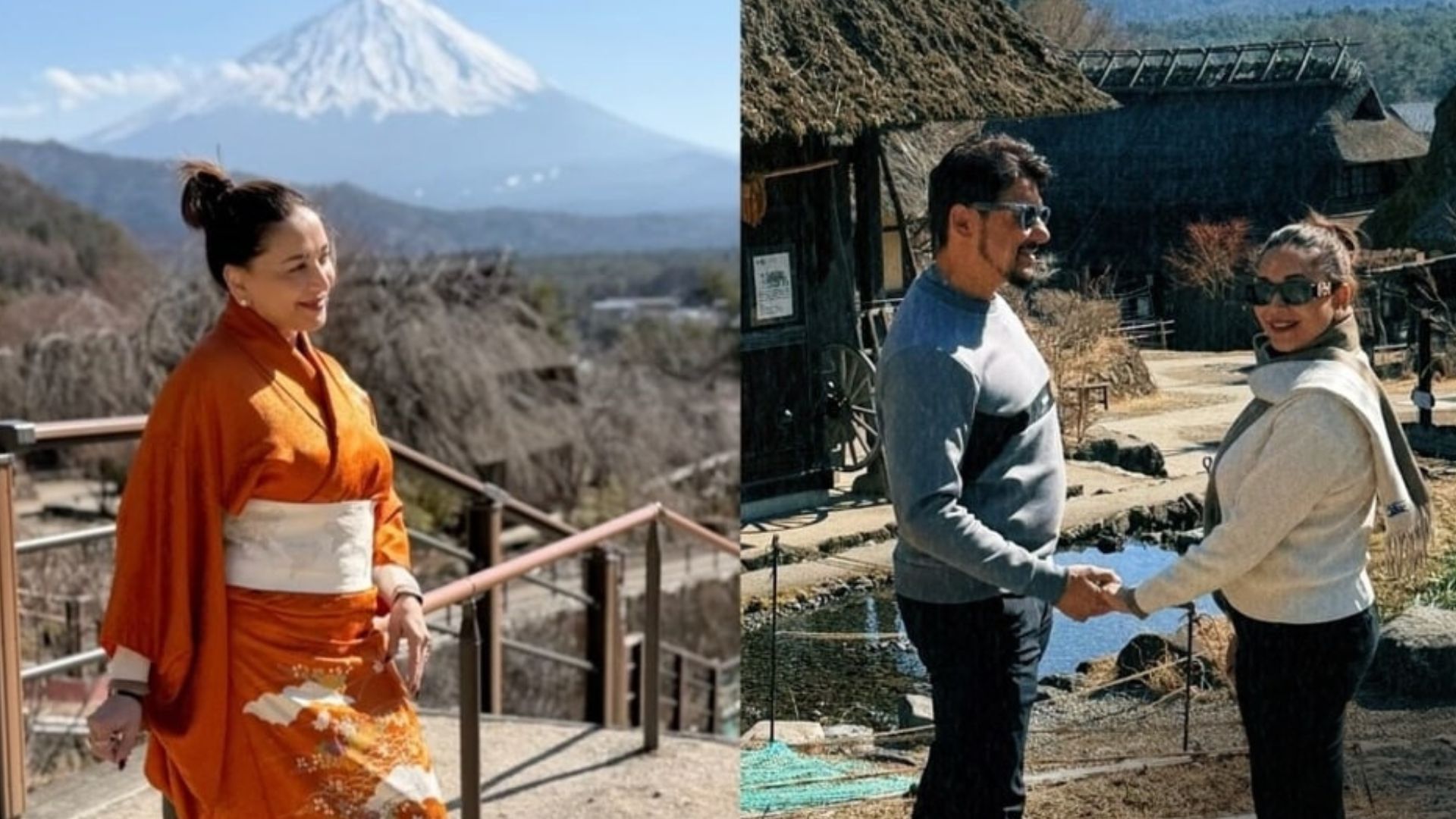 Madhuri Dixit Wears Kimono During Japan Vacation With Shriram Nene, Poses Beautifully Near Mount Fuji