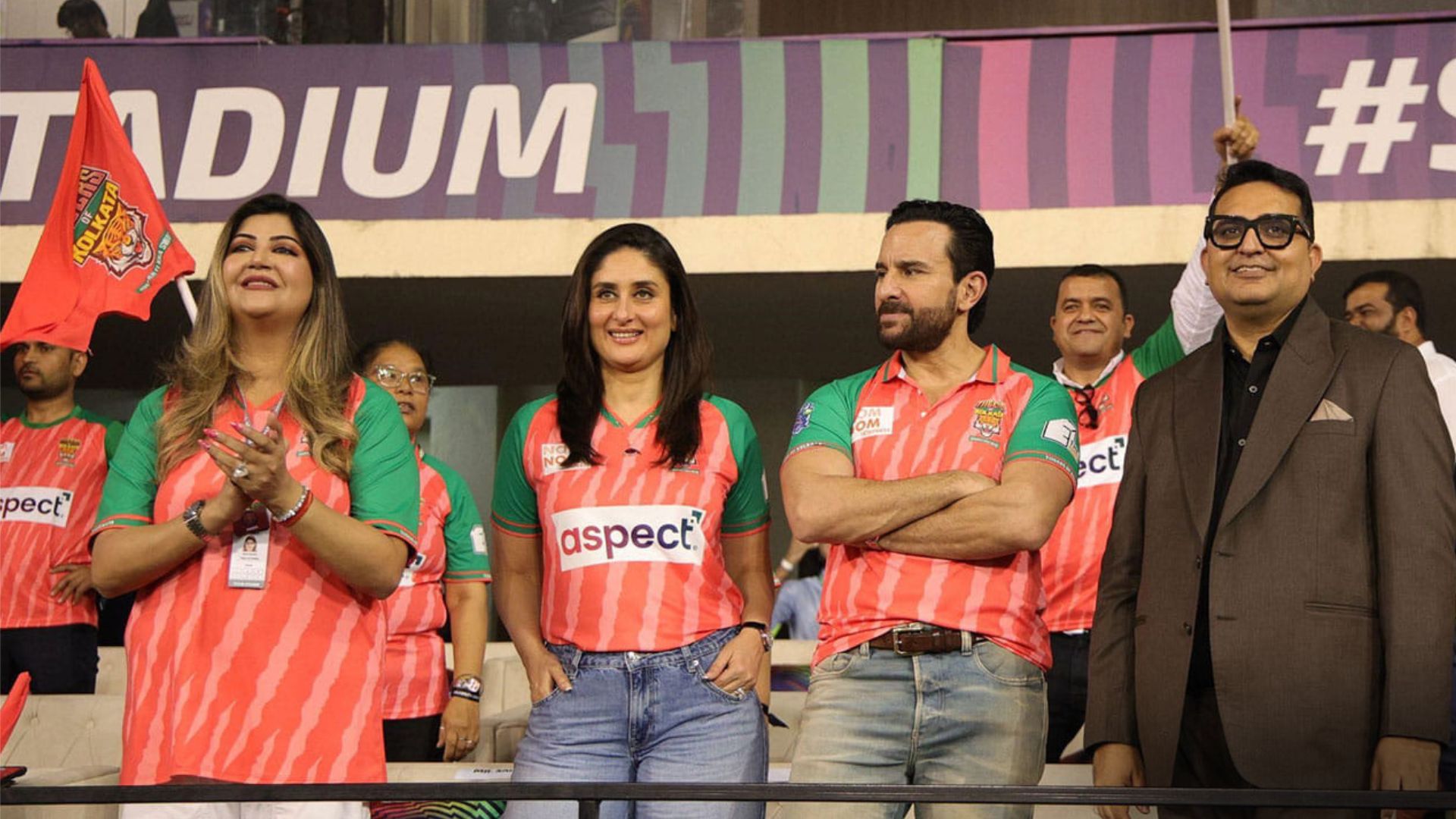 Tiigers of Kolkata Owners Aksha Kamboj, Saif Ali Khan, and Kareena Kapoor Khan Show Strong Support in Surat